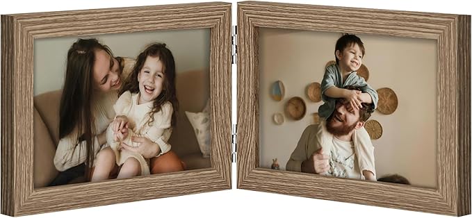 decorUhome Double 6x4 Picture Frame Horizontal, Engineered Wood Bifold Photo by decorUhome