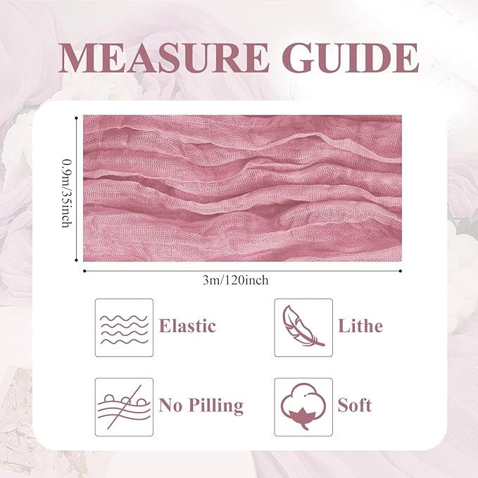 Asee'm 2pcs Cheesecloth Table Runner 120 Inches Long Pink Boho Gauze Cheese - Image 2