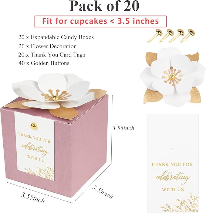 FEIYI 20 PCS Dusty Rose Gift Boxes, 3 In 1 Favor Boxes - Image 2