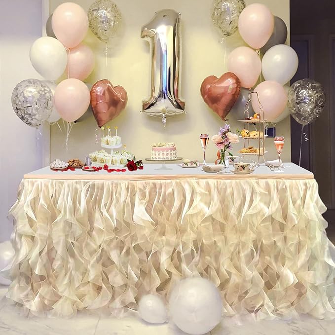 Luxury Organza Mesh Table Skirt Draping Floating Romance by BTFHOME