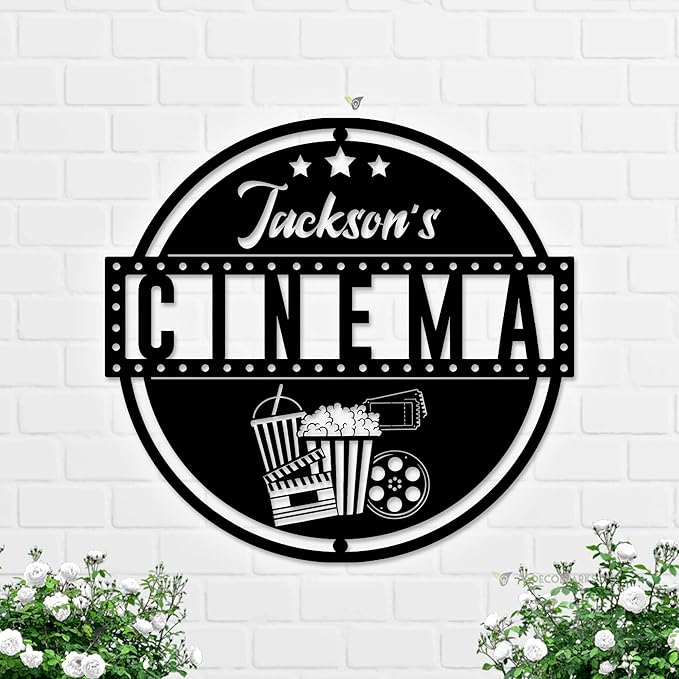 Custom Movie and Popcorn Metal Wall Art LED Light Custom Family Cinema Home - Image 4