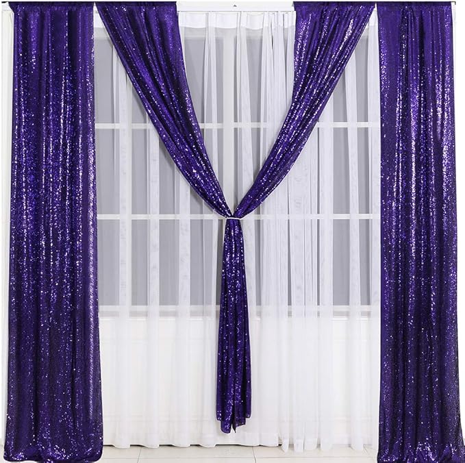 Eternal Beauty Sequin Backdrop Curtains, 2x8 Ft-2 Panels Purple Back Drop - Image 5