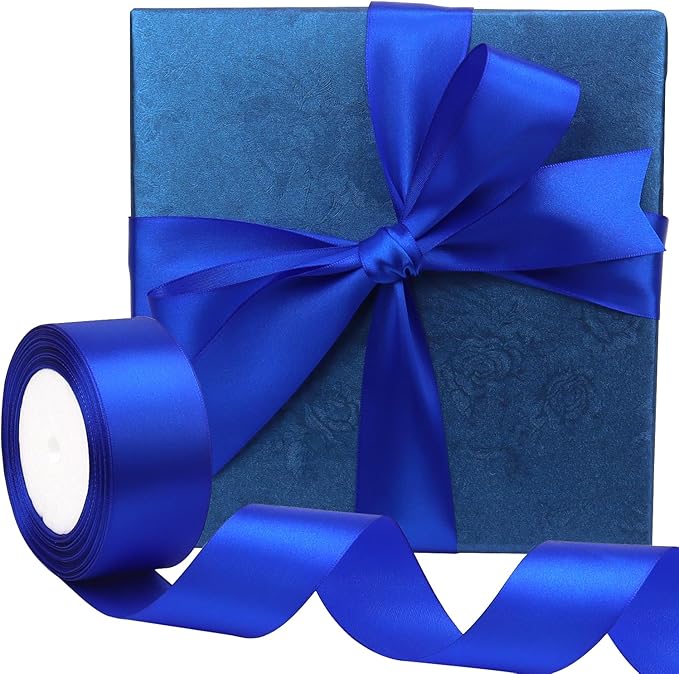 Blue Solid Satin Ribbon 1-1/2 Inch 25 Yards Solid Polyester Fabric Ribbon - Image 5