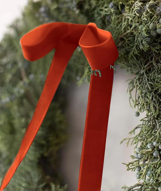 Burnt Orange Velvet Ribbon 1.5'' 25 Yards - Image 3