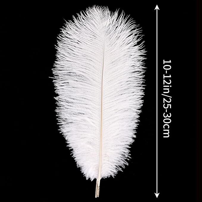 THARAHT White Ostrich Feathers 12pcs Natural Bulk 10-12Inch 25cm-30cm - Image 2
