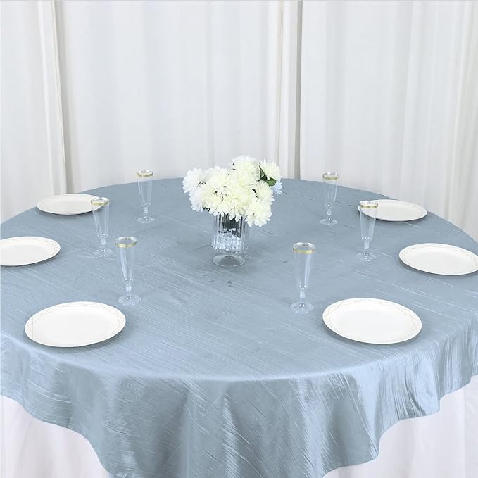 Tableclothsfactory 72"X72" Dusty Blue Accordion Crinkle Taffeta Table Overlay - Image 2