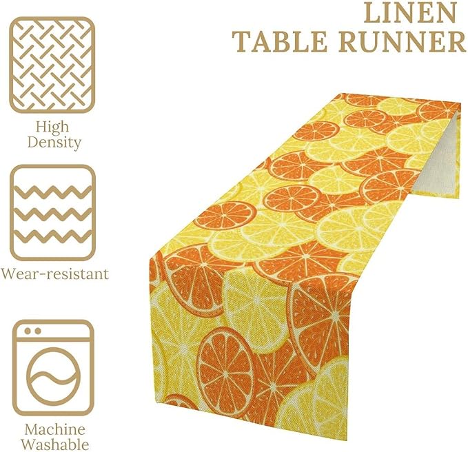 Orange Lemon Table Runner Spring Summer Orange Lemon Slices Botanical Fruit - Image 4