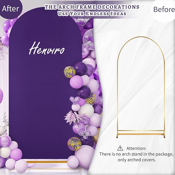 SoarDream 7.2FT Wedding Arch Cover Purple Spandex Fitted Wedding Arch Stand - Image 2