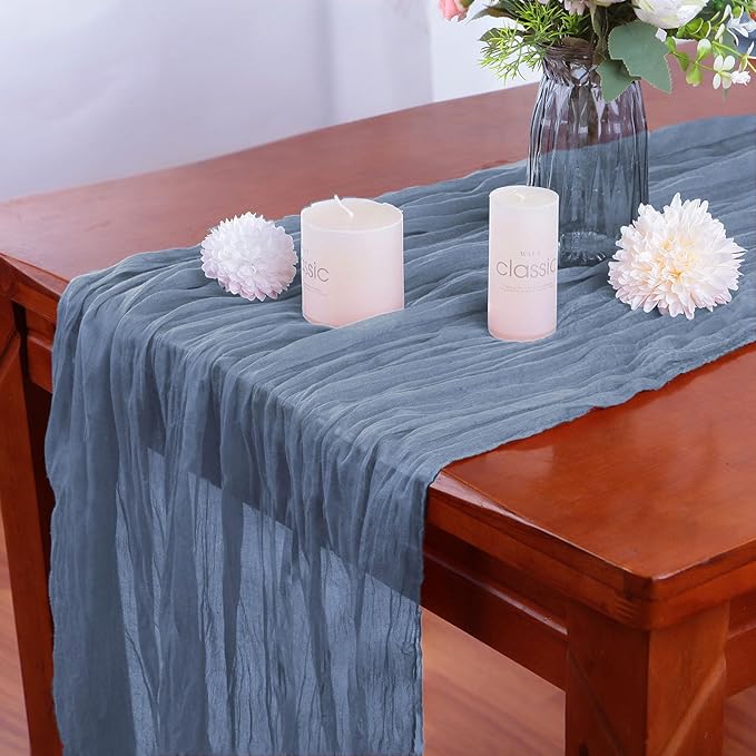 4 Pack Dusty Blue Cheesecloth Table Runner 35x120 Inch Boho Gauze Fabric Cheese - Image 4