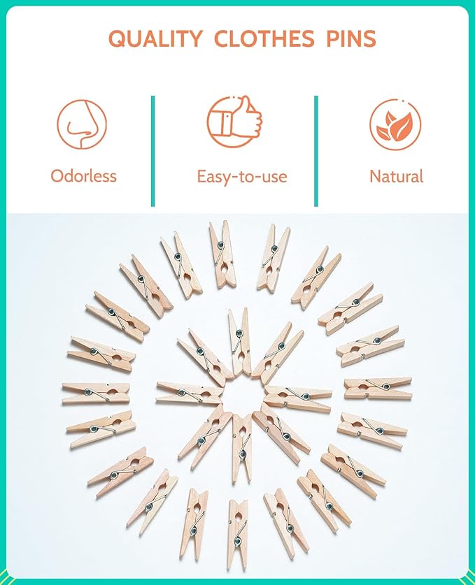Mini Clothespins, Sopito 100 Pcs 1.4'' Strong Wooden Mini Clips - Image 5