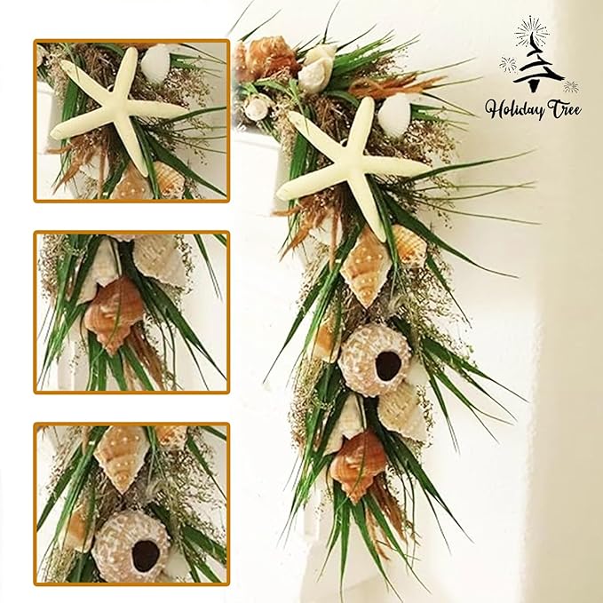 HOLIDAY TREE 5' Shell Arrangement Green Garland - Image 3