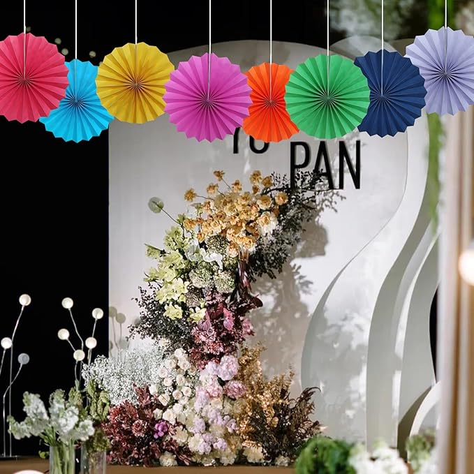 Green Party Decorations, Tennis Party Decorations Party Paper Fans Bulk 12in - Image 7