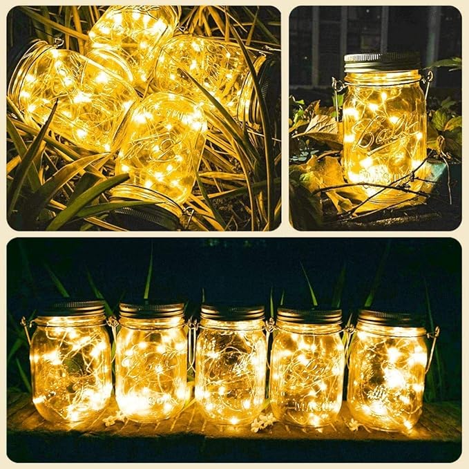 SunKite Solar Mason Jar Lights, 12 Pack 30 LED Waterproof Fairy Firefly Jar - Image 4
