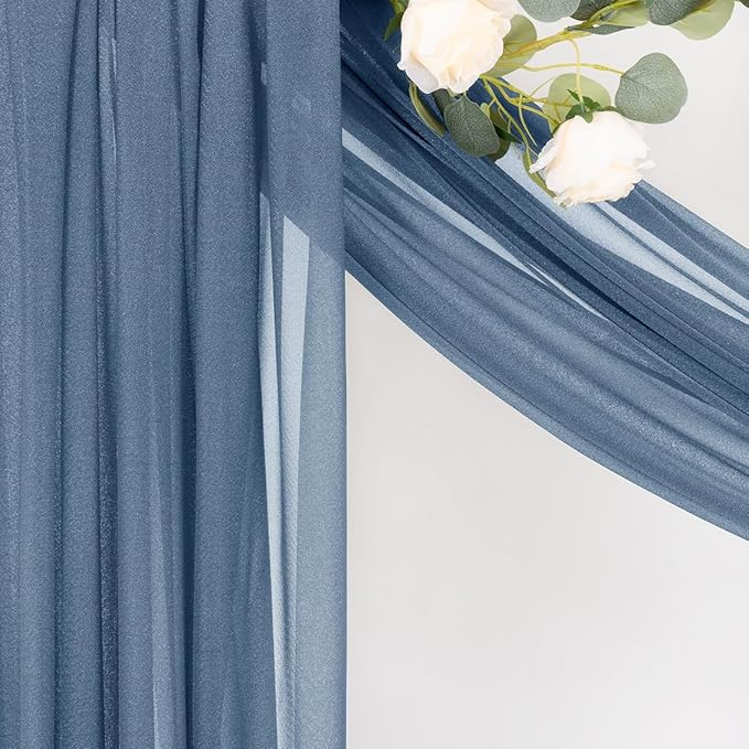 MLMC Dusty Blue Wedding Arch Draping Fabric 2 Panels 29" x 20 FT Extra Long - Image 7