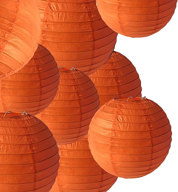 Orange Paper Lanterns Decorative 10pcs Party Hanging Decorations by Capesaro