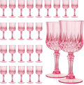 Pink Plastic Wine Glasses Set of 24 – 7oz Unbreakable Pink Plastic Goblets by CALBODE