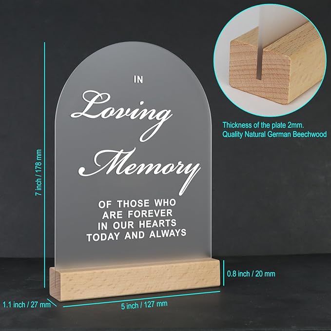 In Loving Memory Wedding Sign for Memory Table, Acrylic Wedding Signs - Image 2