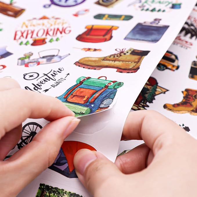 Cool Camping Adhesive Stickers 670 Counts Adventure Hiking Stickers - Image 5