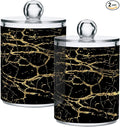 Qtip Holder Dispenser 2 Pack Gold Black Marbling Bathroom Decorative Storage by Gredecor