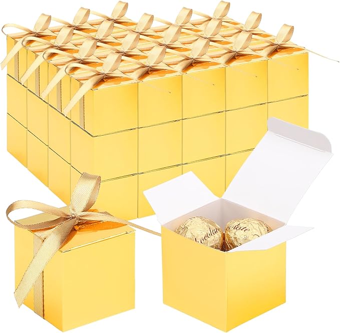 EUSOAR Small Gift Boxes with Lids, Cube Chocolate Box Mini Muffins Bags Macaron by EUSOAR