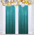 Poise3EHome 2Pcs 2Ft x 8Ft Teal Sequin Backdrop Curtains, Glitter Photography by Poise3EHome