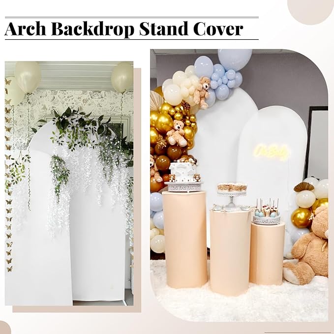 Wedding Arch Cover 6FT 7.2FT Arch Backdrop Cover Fitted Spandex Covers Set of 2 - Image 5