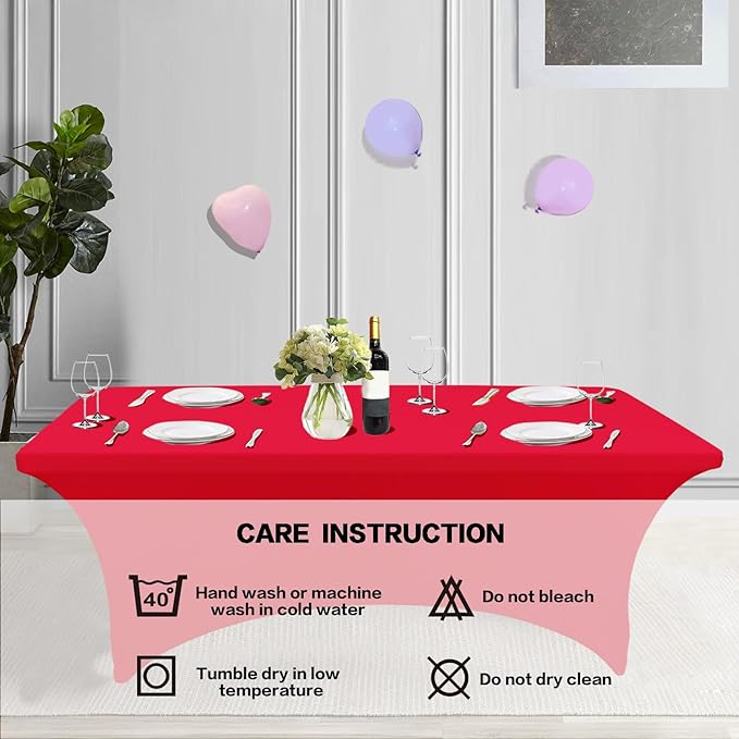 IVAPUPU 4FT Table Cloth for Rectangular Fitted Events Stretch Red Table Covers - Image 5
