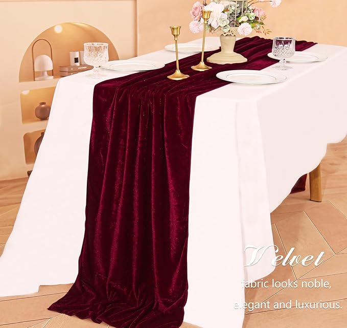 Velvet Table Runner 20 x 120 Inches 10ft Luxurious Thick Soft Velvet Christmas - Image 6