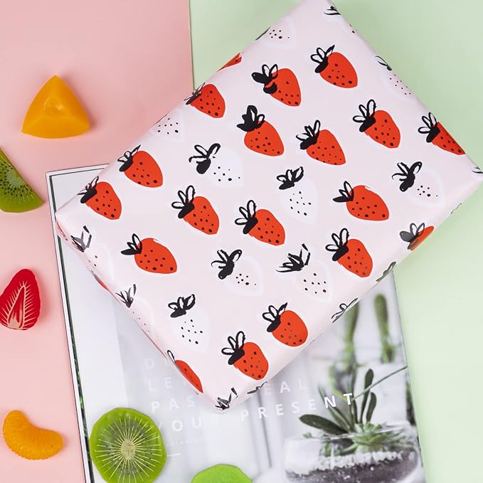 WRAPAHOLIC Reversible Strawberry Wrapping Paper - Image 4