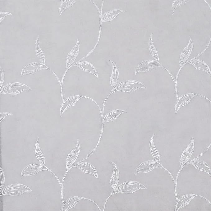 VISIONTEX Sheer Voile Curtain Valances, Decorative Leaves Embroidered, Rod - Image 6
