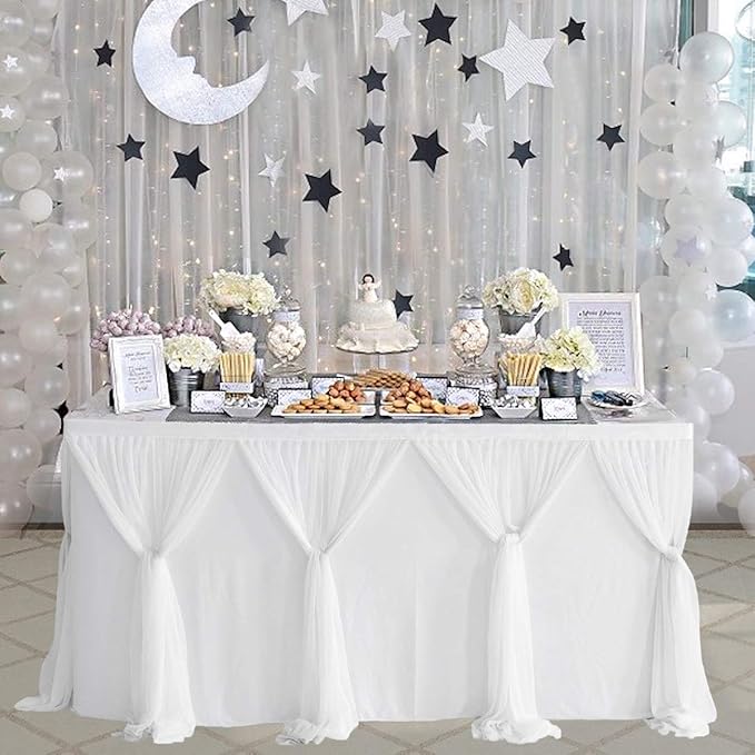 9ft Table Skirt White Tulle Tablecloth Tutu Table Skirt by Suppromo