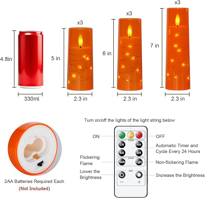 Raycare Flameless Candle with Remote Timer – 9 Flickering Acrylic Battery - Image 7