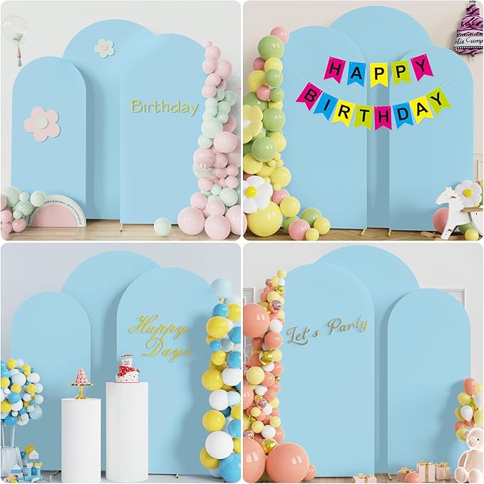 Fomcet Wedding Arch Cover 7.2FT, 6FT Dusty Blue Spandex Fitted Fabric Backdrop - Image 5