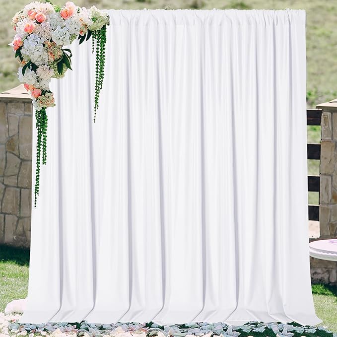 Sugargirl 10x10FT White Backdrop Curtains Polyester Photo Backdrop Drapes - Image 3