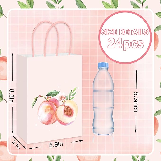 JarThenaAMCS 24Pcs Peach Paper Gift Bag Pink Treat Bags - Image 2