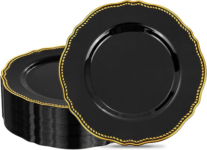 Hioasis 60pcs Balck Plastic Plates by Hioasis