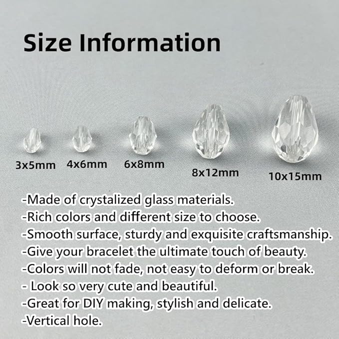 130pcs 6x8mm Teardrop Crystal Glass Beads - Image 2