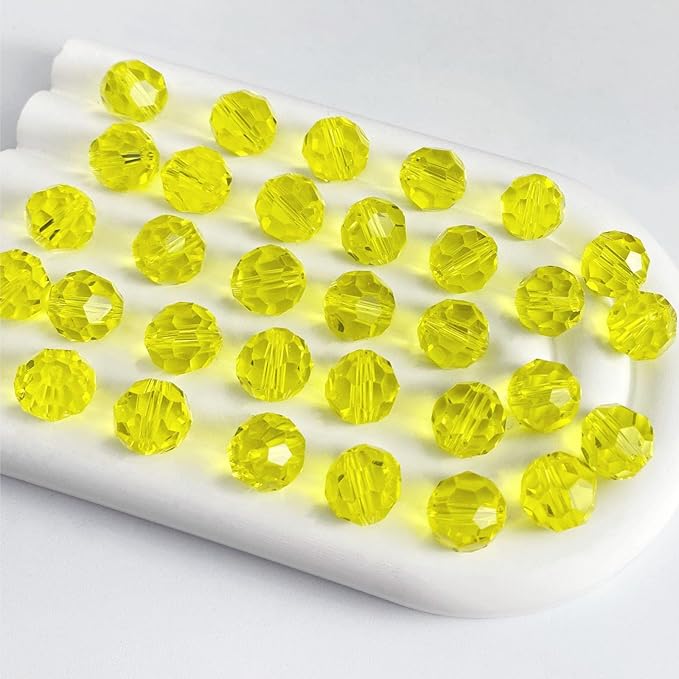 100 PCS 8mm Crystal Glass Beads Round Multiple Faceted Loose Spacer Glass Beads by Tingoons