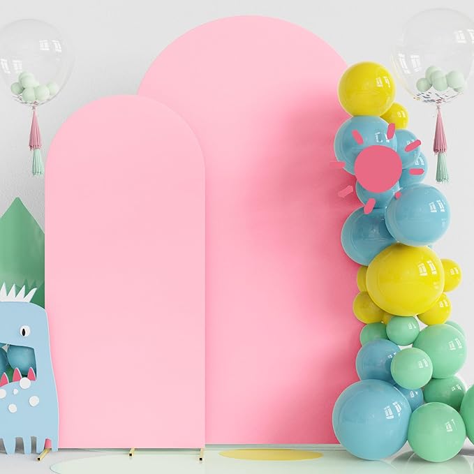 Fomcet Set of 2 Wedding Arch Covers 6FT, 7.2FT Pink Arch Backdrop Cover 2-Sided by Fomcet