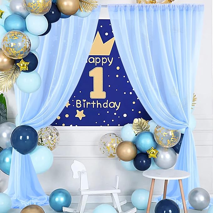 PARTISKY 10ftx10ft Blue Chiffon Sheer Backdrop Curtains, Wrinkle-Free Wedding - Image 7