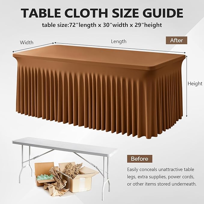 Wish Care 2 Pack Brown Spandex Table Clothes - Image 3