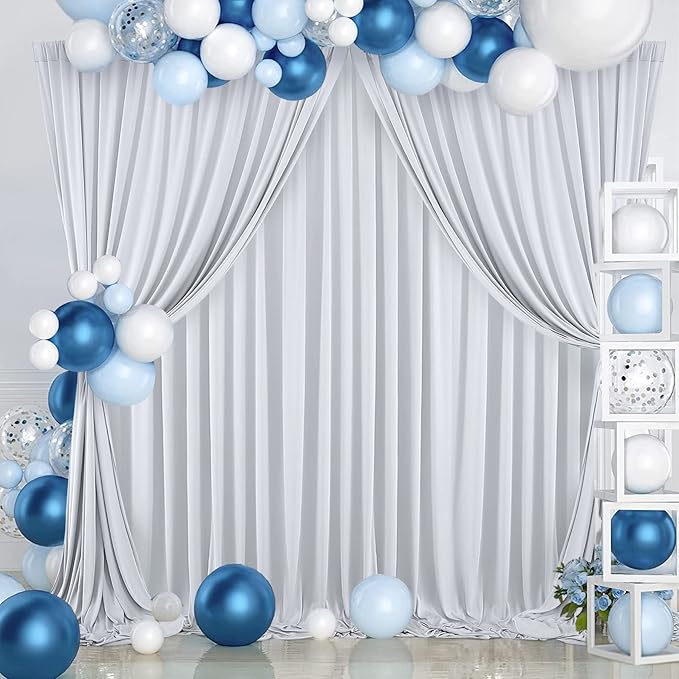 30 ft x 10 ft Wrinkle Free Silver Backdrop Curtain - Image 4