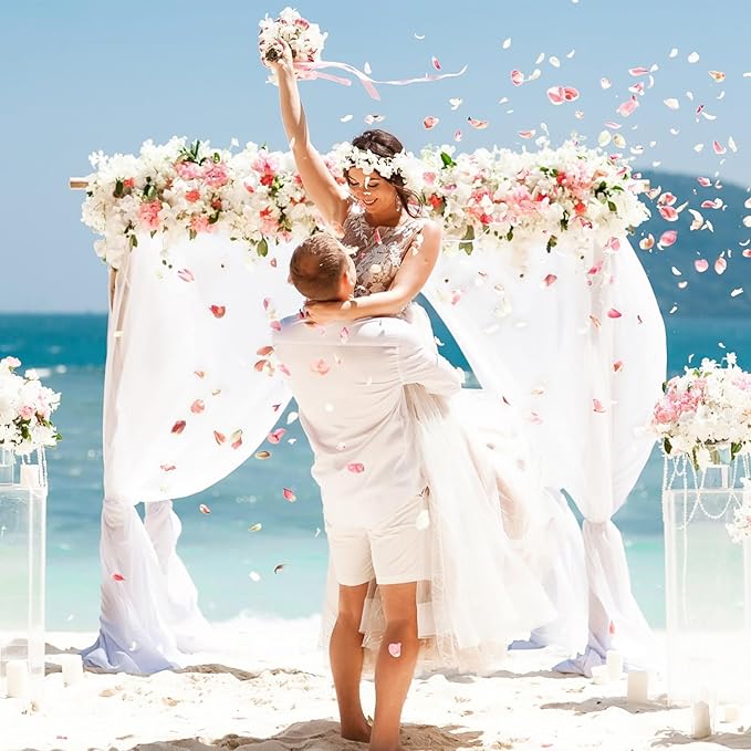 VOK White Wedding Arch Draping Fabric 29in x 18Ft 4 Panels Sheer Chiffon - Image 2