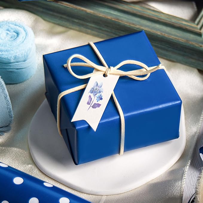 Flyhill Navy Blue Wrapping Paper, Reversible Gift Wrap Paper - Image 2