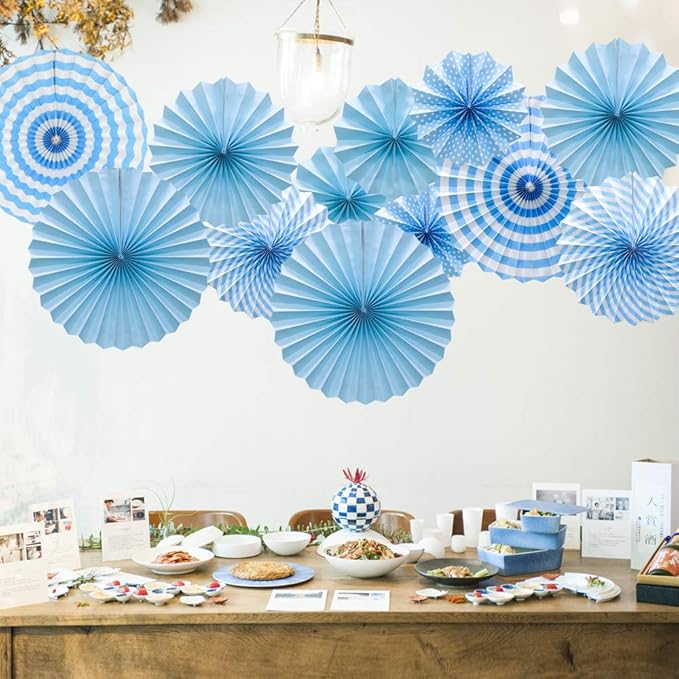 Hanging Paper Fans Party Set, Round Pattern Paper Garlands Decoration - Image 4