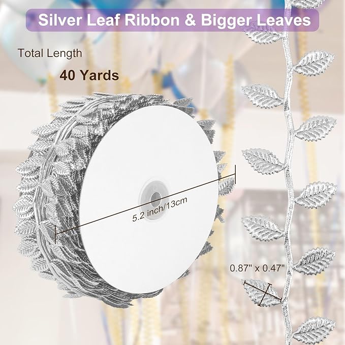 Naidiler Leaf Ribbon, Artificial Vines Leaves String Trim Ribbon Wild Jungle - Image 4
