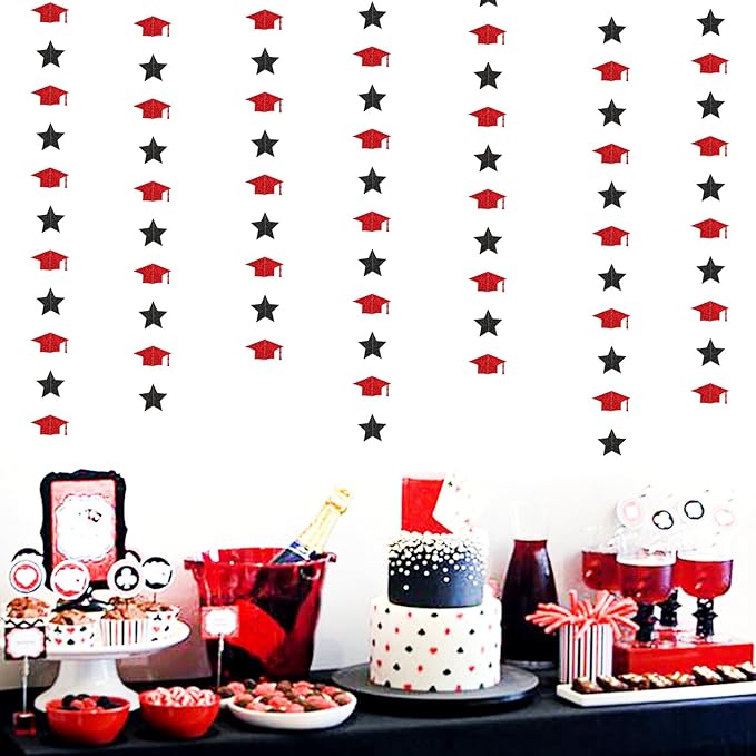 Red-Black Graduation-2025 Class Party-Decorations Garland - Image 7