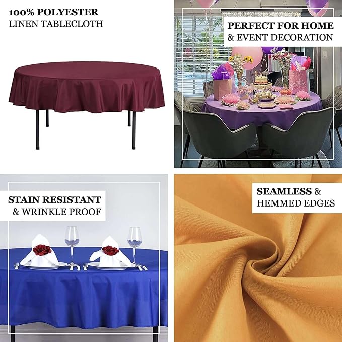 Efavormart Round Tablecloth, 70 Inch Stain & Wrinkle Resistant Washable Table - Image 3
