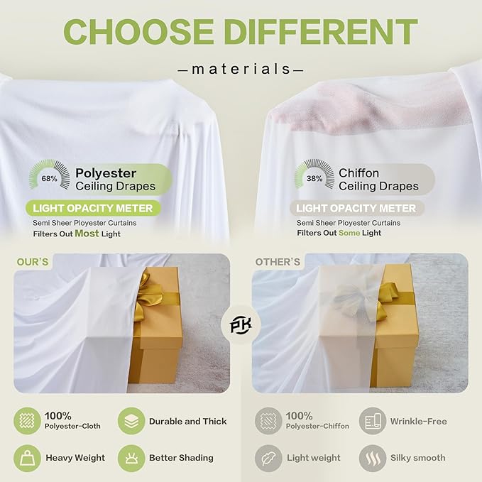 PartyVillage 50ft×15ft White Backdrop Curtain - Image 4