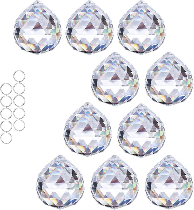 40mm 10Pack Crystal Ball Prism 1.57 Inch Decorative Ball by HDCRYSTALGIFTS